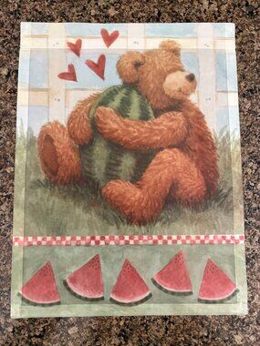 Summer Teddy Bear Watermelon Garden Flag - Like New